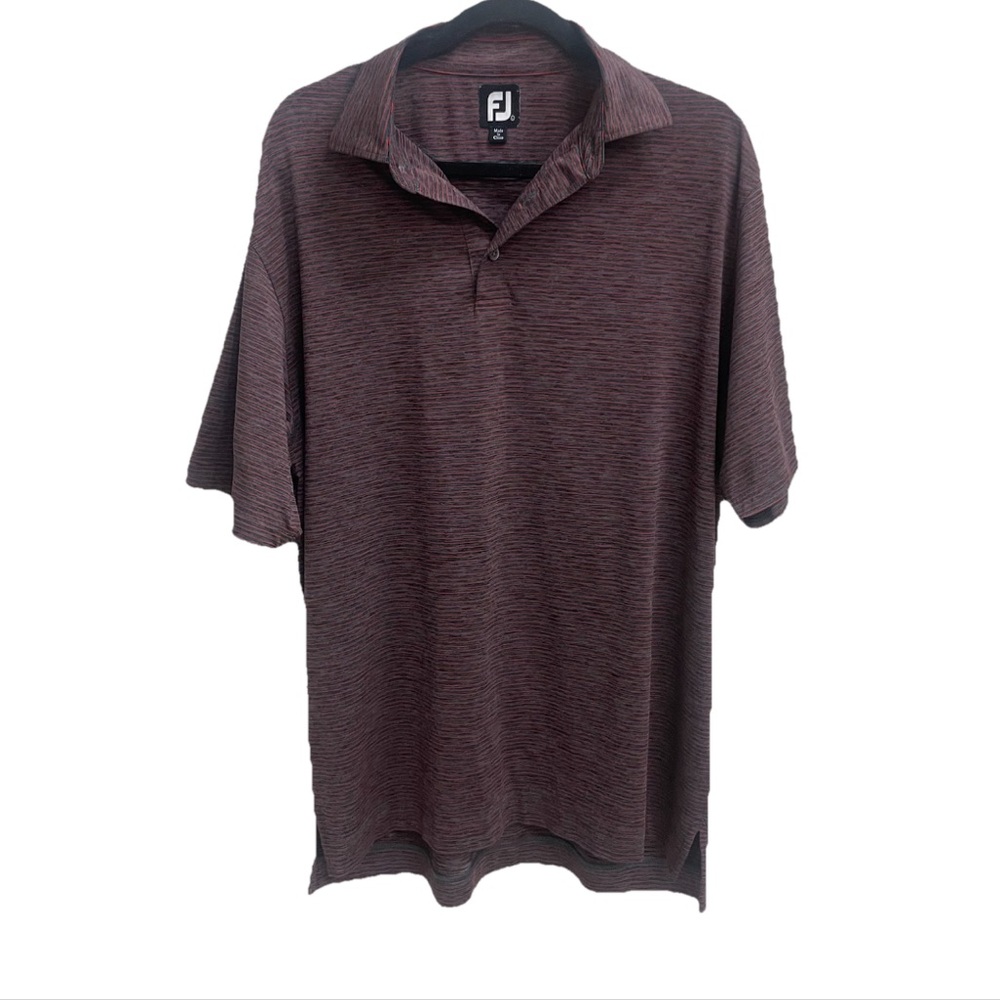 FootJoy Men's Large Golf Polo Red Grey Striped Short Sleeve Shirt Large